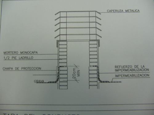 Detalle de chimenea con cubierta plana. | PROBLEMAS CON LAS OBRAS